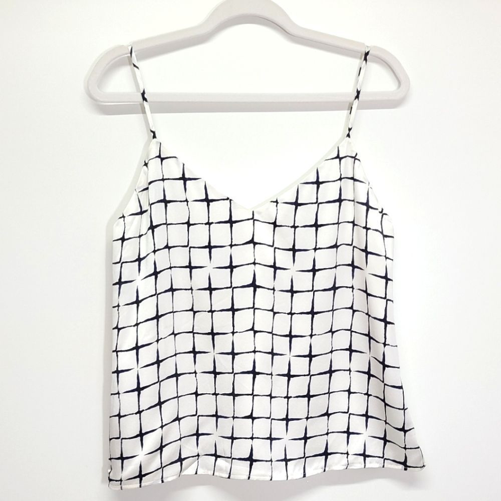 L'AGENCE White and Black Grid Blouse